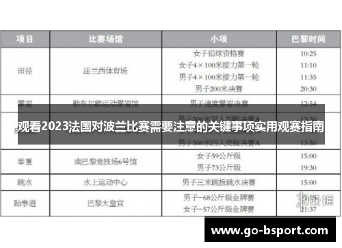 观看2023法国对波兰比赛需要注意的关键事项实用观赛指南